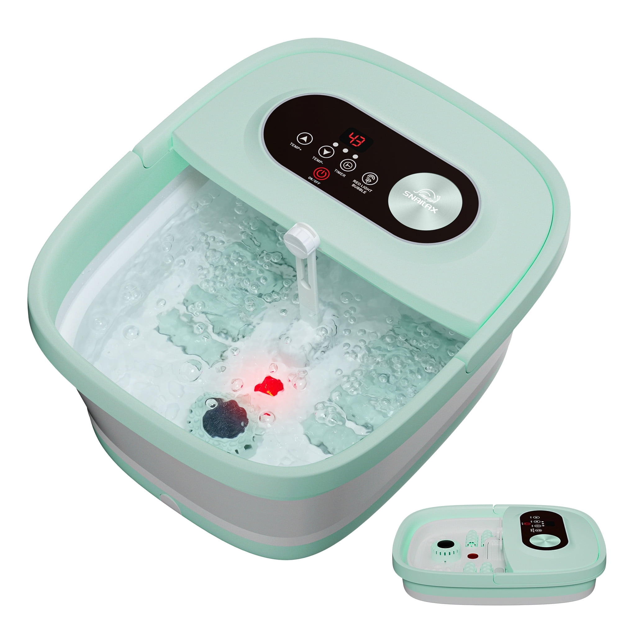 Snailax Heated Foot Spa Bath Massager with Bubble Red Light Pedicure, Foot Care Gifts