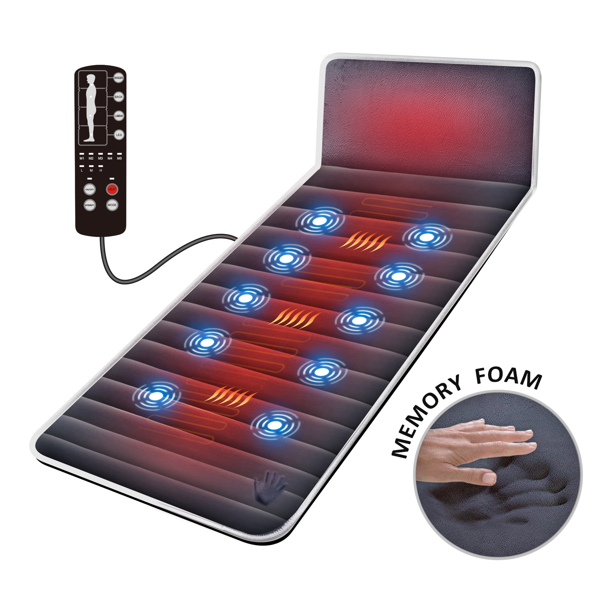 Snailax Full Body Massage Mat With Heat Memory Foam Massage Pad Foldable Back Massager With