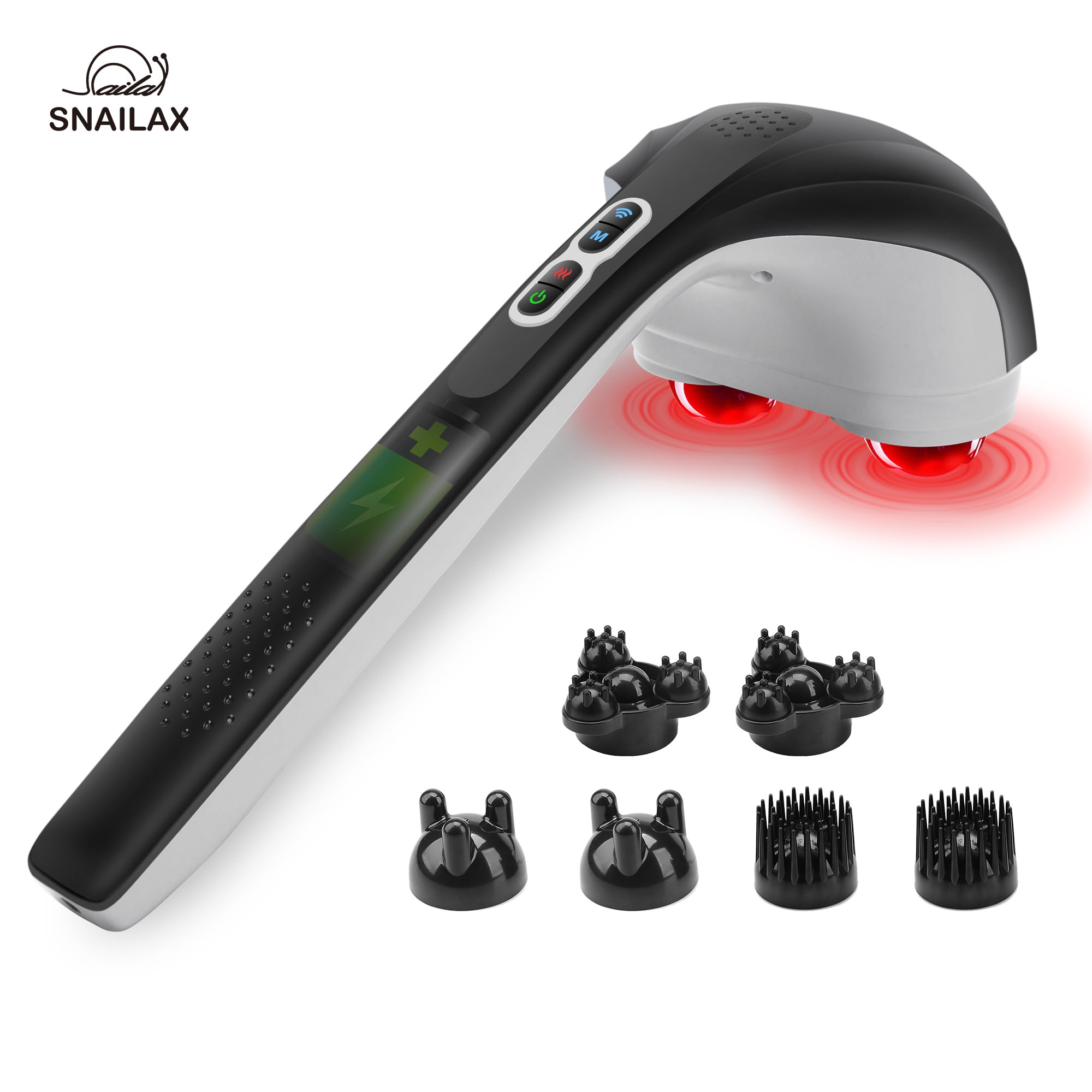 Snailax Handheld Massager with Heat, Cordless Deep Tissue Back&Neck Massager, Christmas Gift for Family, Size: One size, 6 Heads