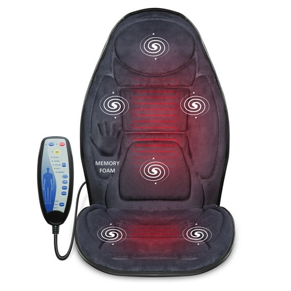 Snailax Memory Foam Vibration Massage Chair Pad, Back Massager with Heat, Electric Seat Massager for Car, Grey