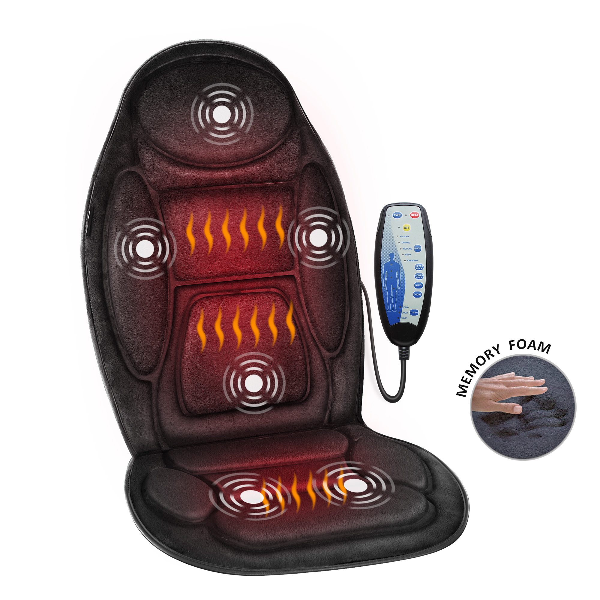 Snailax Memory Foam Vibration Seat Massager Cushion, Back Massager ...