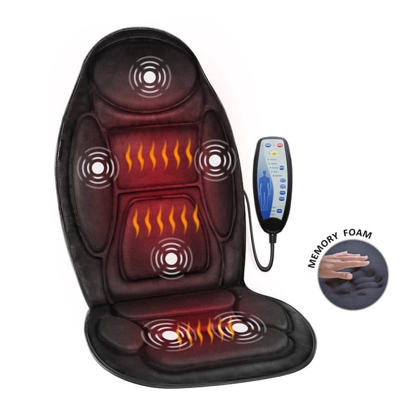 Snailax Memory Foam Vibration Seat Massager Cushion with heat, Back Massager Chair Pad for home office use