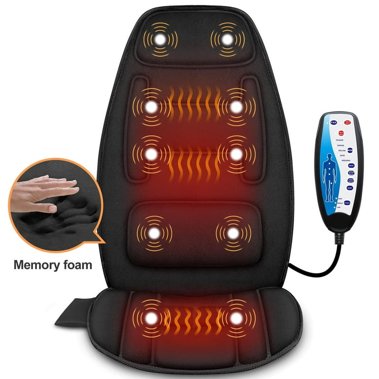 Snailax Heated Massage Chair Pad, Memory Foam Support, Vibration