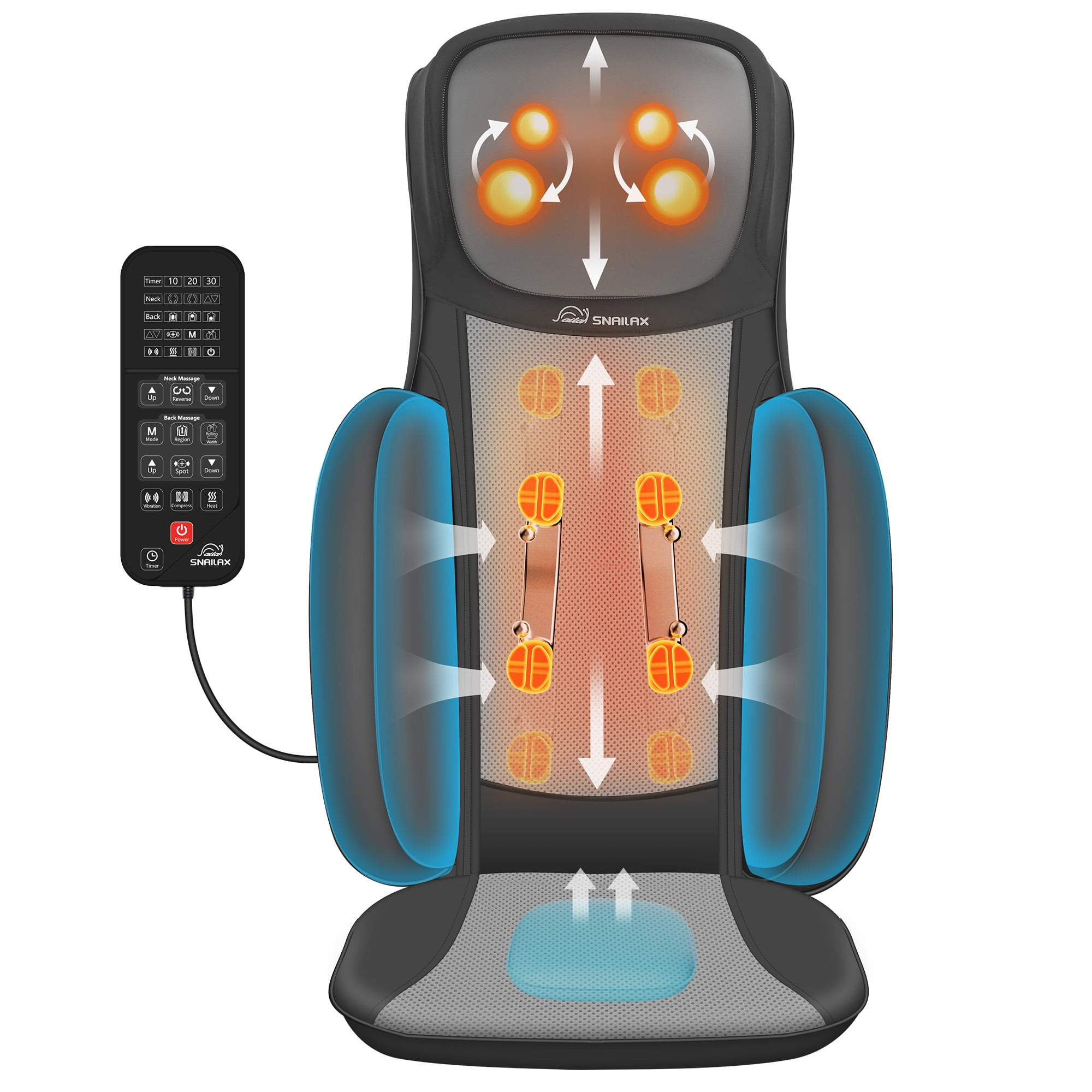 Snailax Shiatsu Back Massager with Heat, 2D/3D Massage Chair Pad for Full Body, Adjustable Massage Seat Cushion Gifts