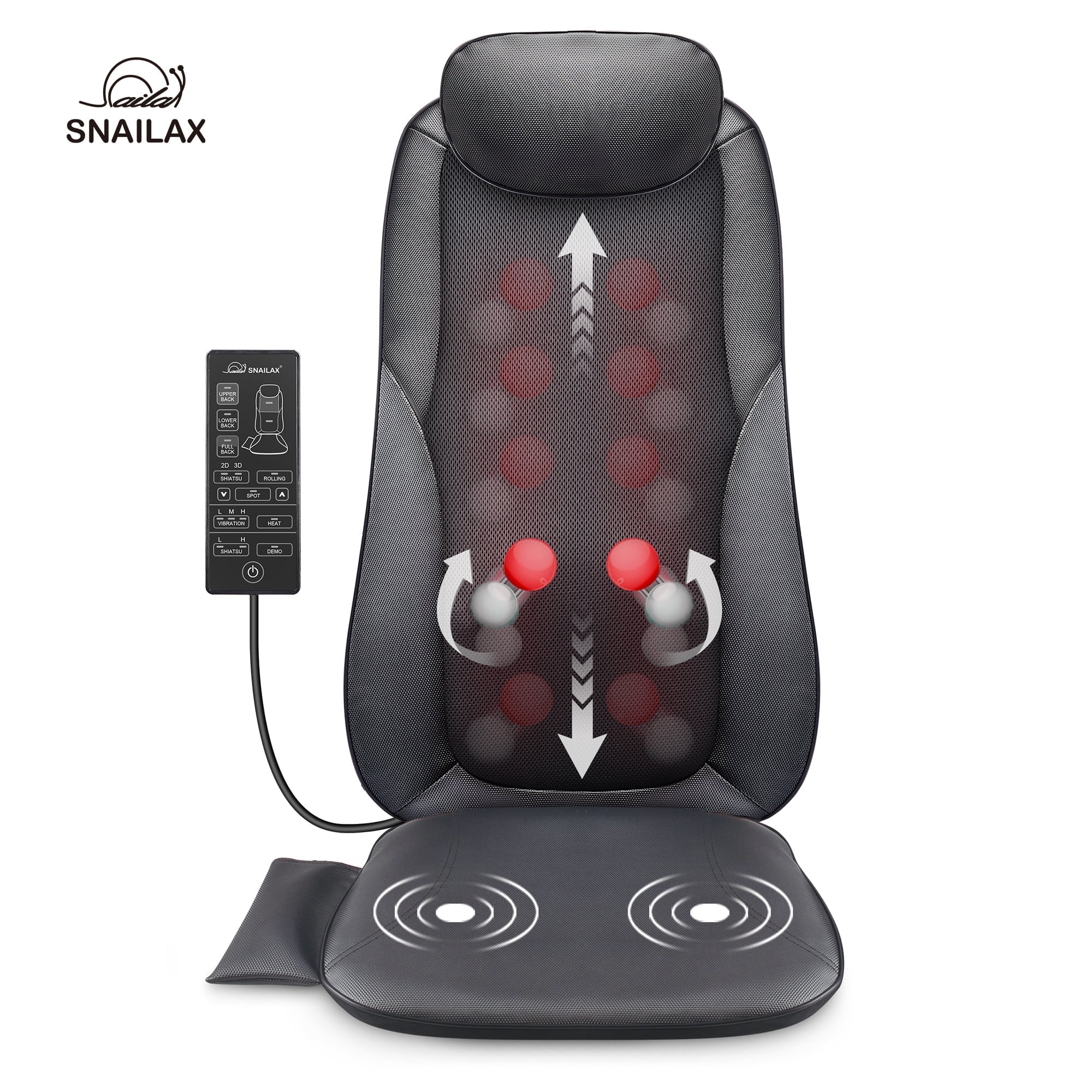 Snailax Shiatsu Neck Back Massager, Body Massage Chair Pad With Heat ...