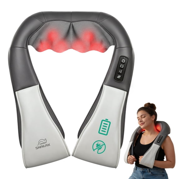 Snailax Cordless Neck & Shoulder Massager with Heat, Deep Kneading Massage with 8 Massage Nodes