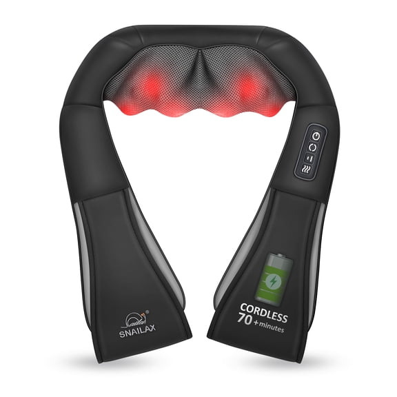 Snailax Cordless Neck & Shoulder Massager with Heat, Deep Kneading Massage with 8 Massage Nodes