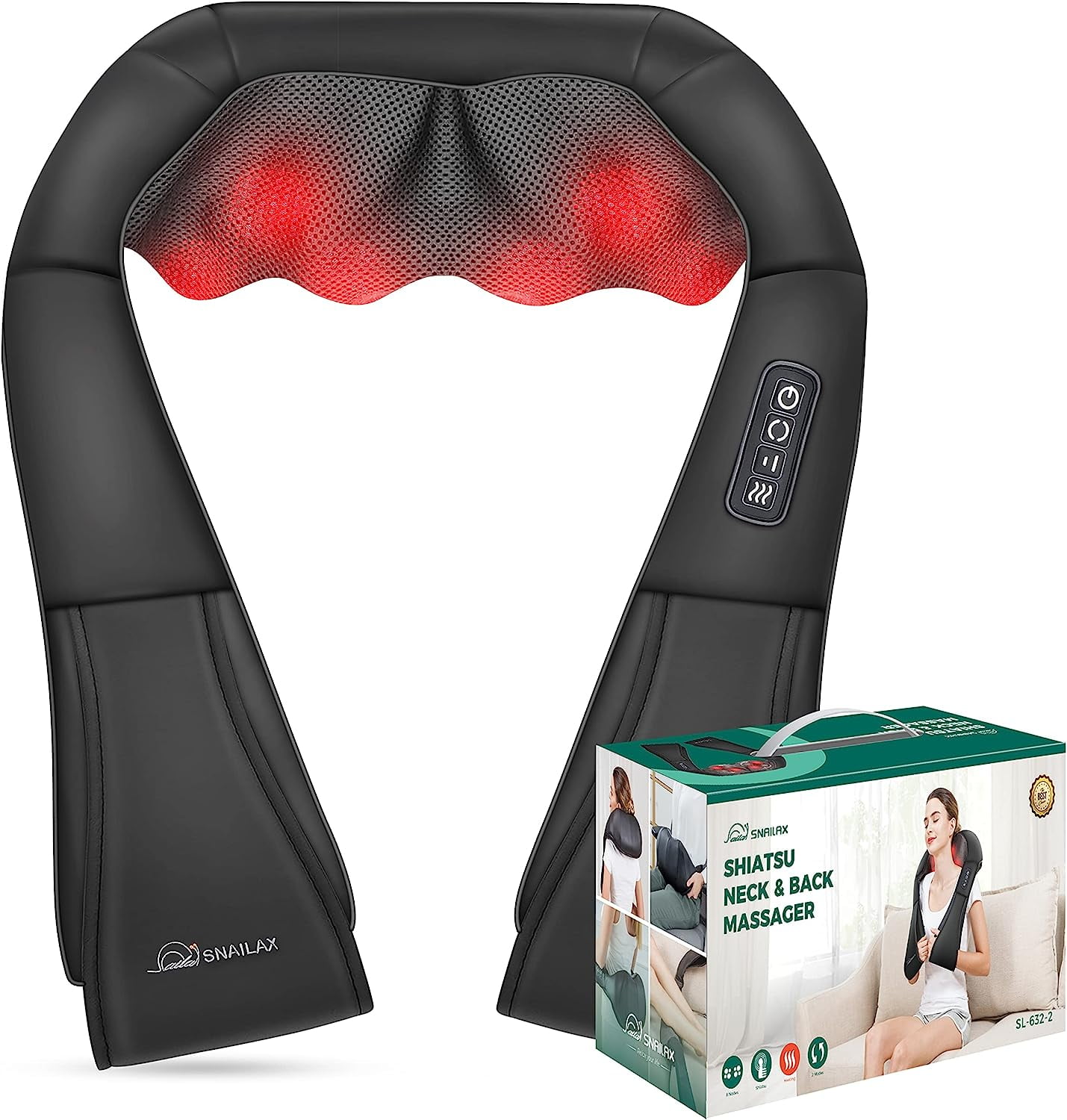 Snailax Shiatsu Neck & Back Massager with Heat SL-233