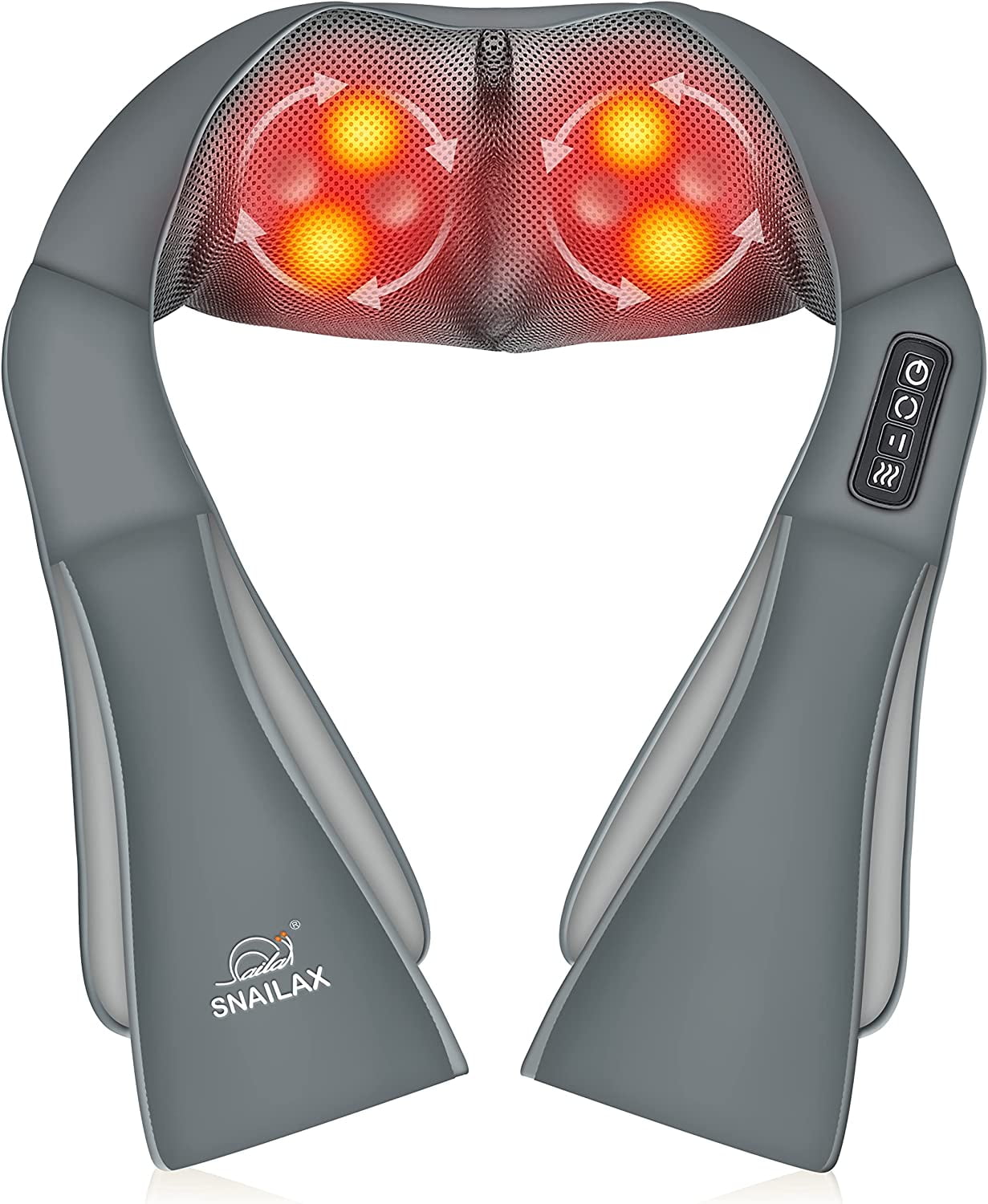  Snailax Shiatsu Neck and Shoulder Massager - Back Massager with  Heat, Deep Kneading Electric Massage Pillow for Neck, Back, Shoulder,Foot  Body (Grey) : Health & Household