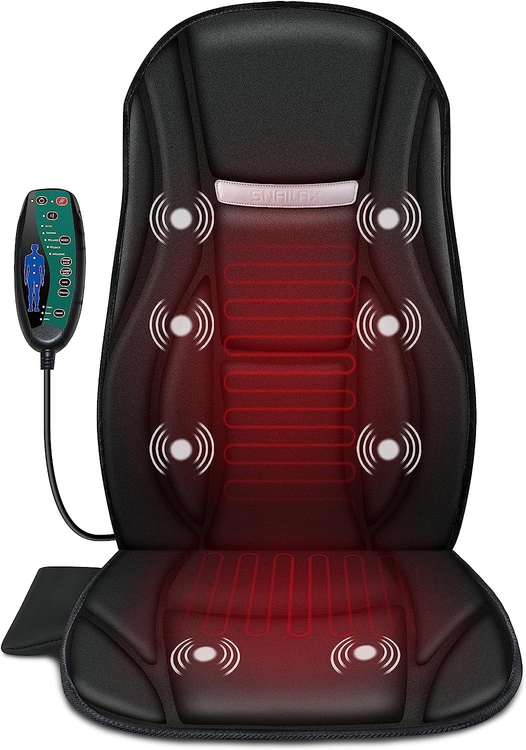 Snailax Vibration Back Massager With Heat Seat Cushion Massager With 8 Motors And 5 Modes