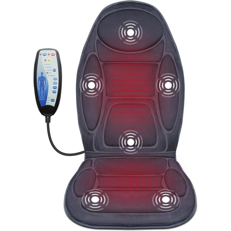 Snailax Vibration Car Chair Massager Pad, 6 Motors Back Massage Seat Cushion  with Heat Levels, Gifts 