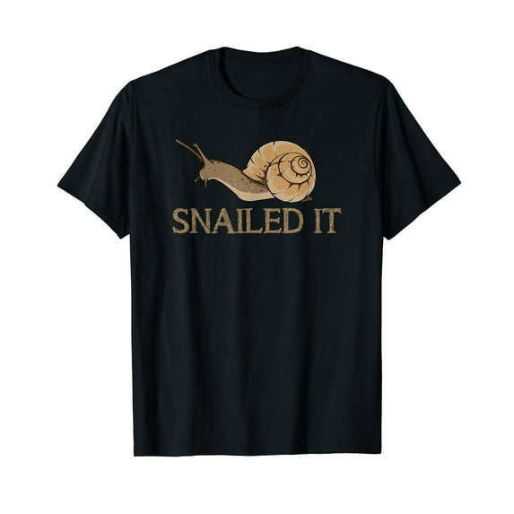 Snailed It Funny Pun Slug Tee Snail Lover Aluggish Animals Black T-Shirt