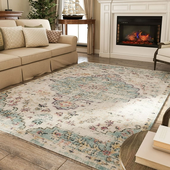 Snailhome 5' 2" x 7' 5"/ 6' 6" x 9' 5" Large Area Rugs Vintage Persian Foldable Carpet, Indoor Non-Shedding Non-Skid Area Rug (5 Styles,5 Sizes)