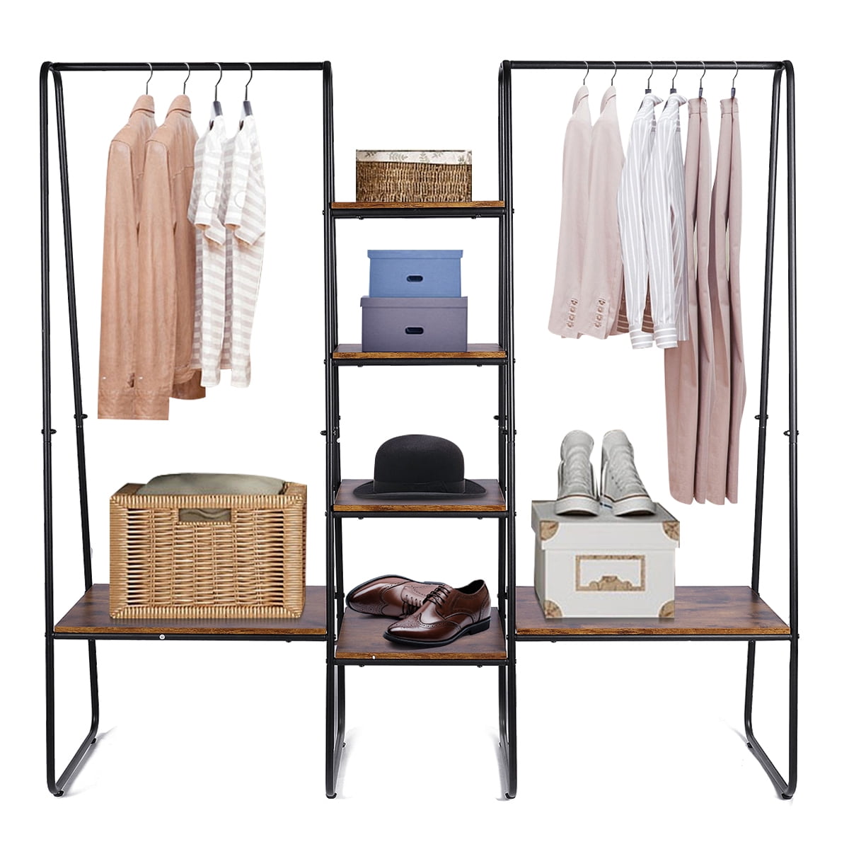 Snailhome Wood Garment Rack Organizer Closet Clothing Rack with 4 ...