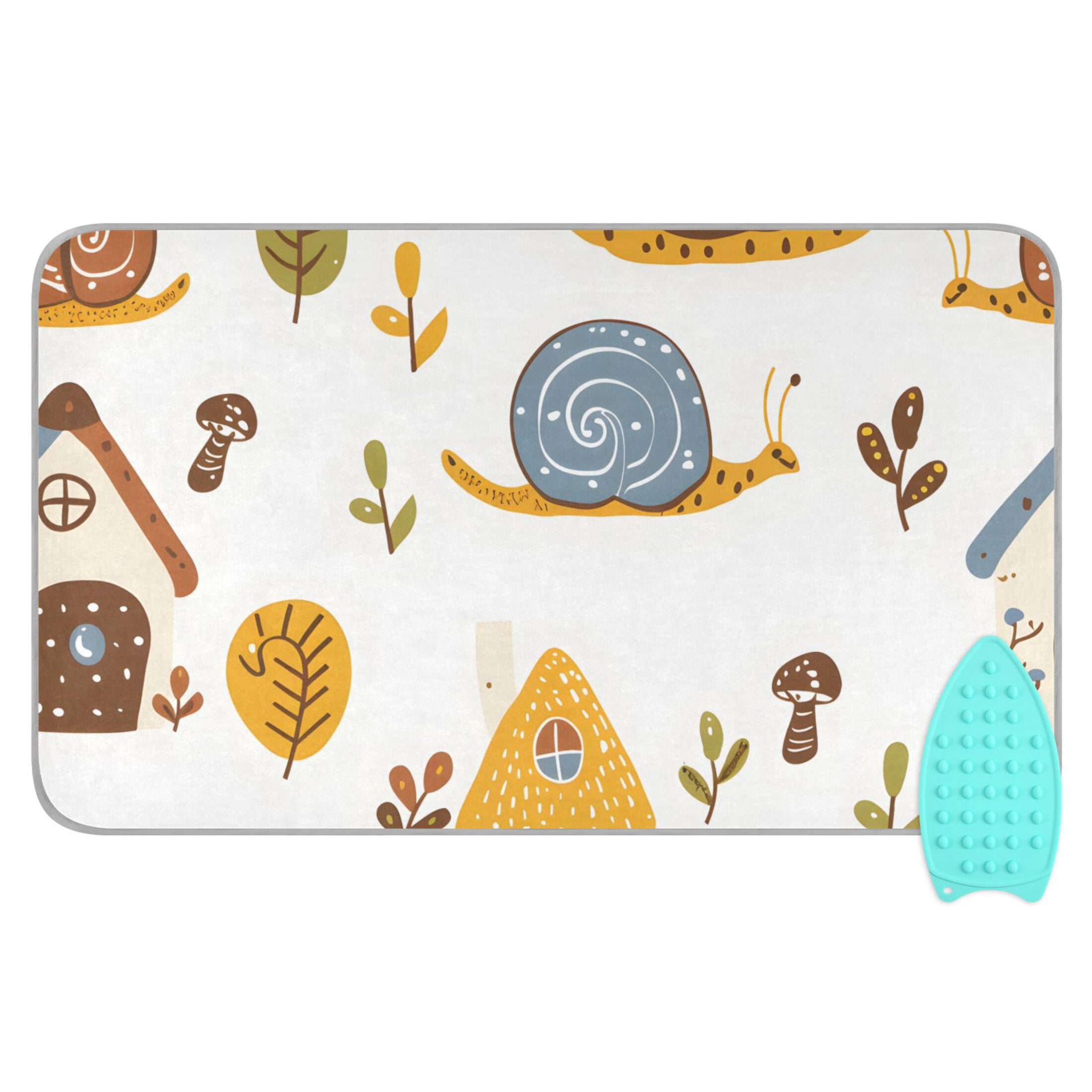 Snails Houses Trees Cartoon Ironing Mat Blanket Portable Travel Ironing Pad Heat Resistant Pad 47.2" x 27.6”
