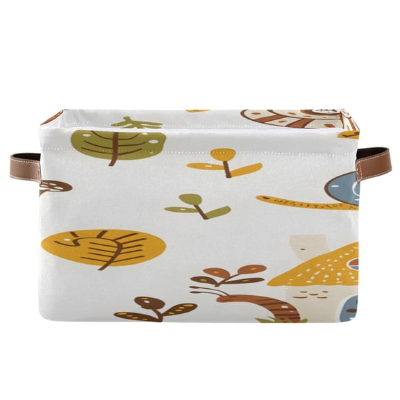 Snails Houses Trees Cartoon Square Storage Bins with Handles Collapsible Containing Box 1 Pack