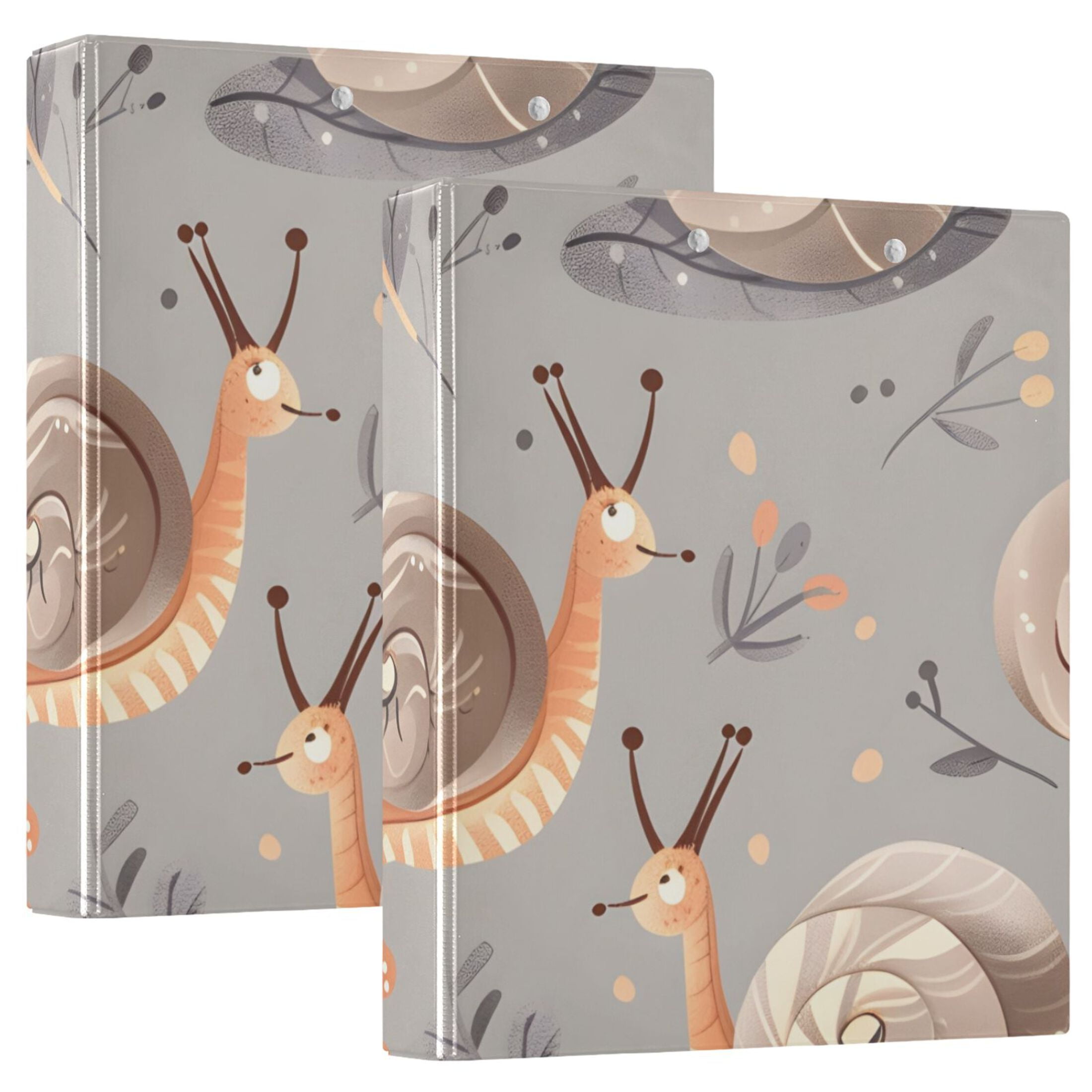 Snails Leaves 3 Ring Binders 1.5 inch Hardcover File Folders with Interior Pockets A4 Size Organizer for School Office Hospital
