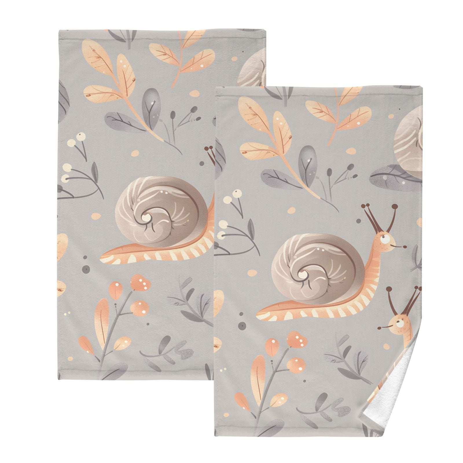 Snails Leaves Hand Towels Cotton Bath Towels Large Face Towels Absorbent for Bathroom 2 Packs