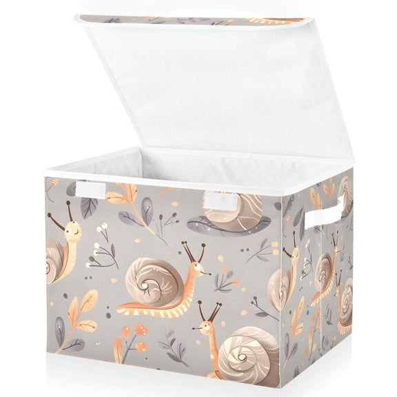 Snails Leaves Storage Basket for Shelves Foldable Container Organizer for Organizing Toys Clothes Books with Handles
