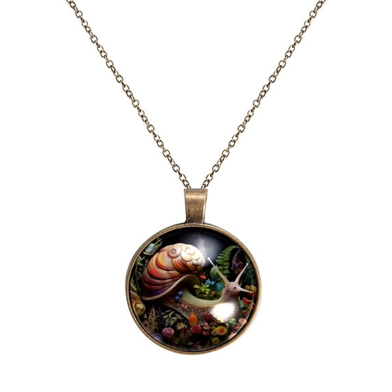Snails Necklace Personalized Custom Photo Round Pendant Adjustable Stainless Steel Necklaces with Gift Box for Men Women Mothers Valentine's Jewelry Gift