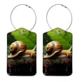 thumbnail image 1 of Snails Square PU Leather Luggage Tags, 2 Pack, with Privacy Cover and Stainless Steel Ring - Suitable for Travel, Backpack, Handbag - Bag Tags, Handbag Tags, 1 of 7