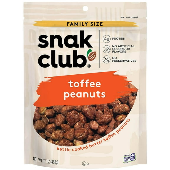 Snak Club 17 Ounce Toffee Peanuts, 1 Pack