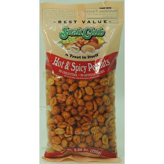 Snak Club Hot & Spicy Whole Peanuts 6-Pack 9 Oz