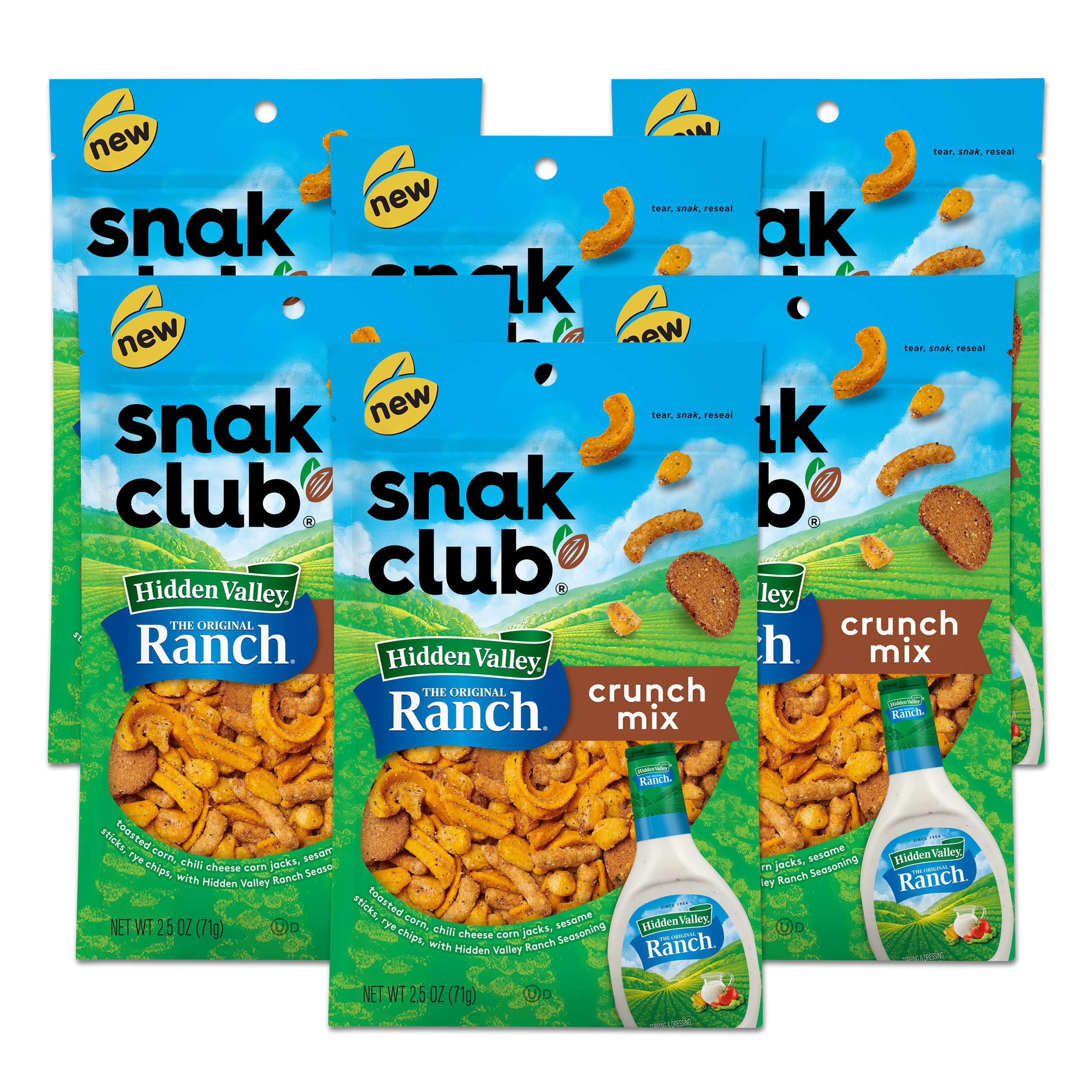 Snak Club Crunch Mix with Hidden Valley Ranch Seasoning, Toasted Corn