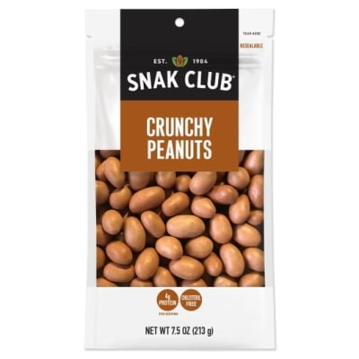 Snak Club Crunchy Peanuts, 7.5 Ounce (Pack of 6)
