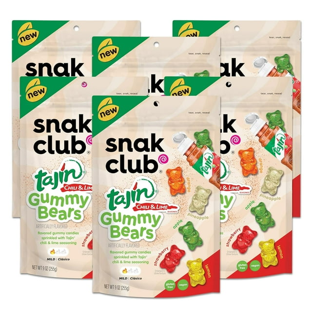 Snak Club Gummy Bears, Tajin Chili & Lime Sweet and Spicy Gummy Candy
