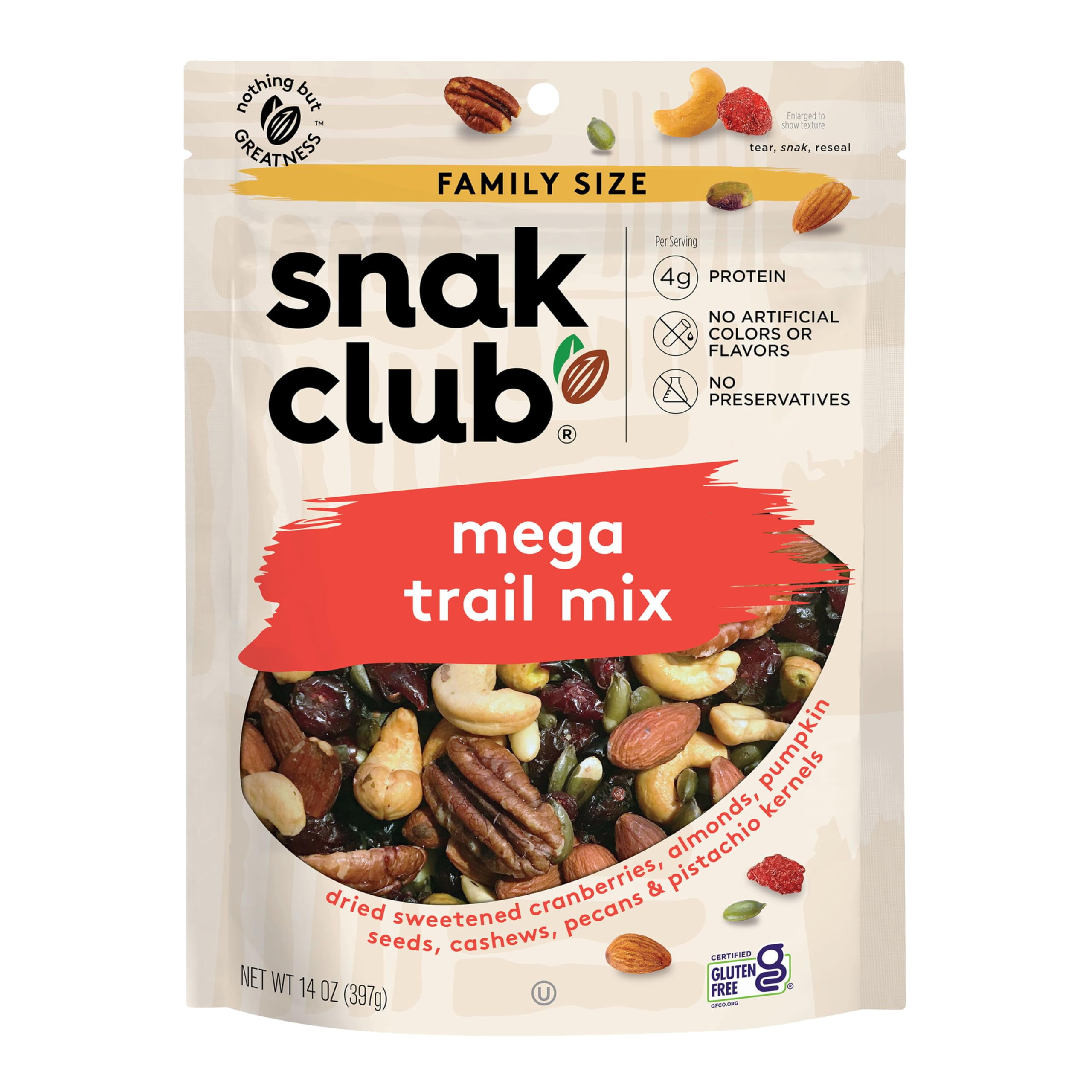 Snak Club Mega Trail Mix, Family Size, 14 OunceTA1