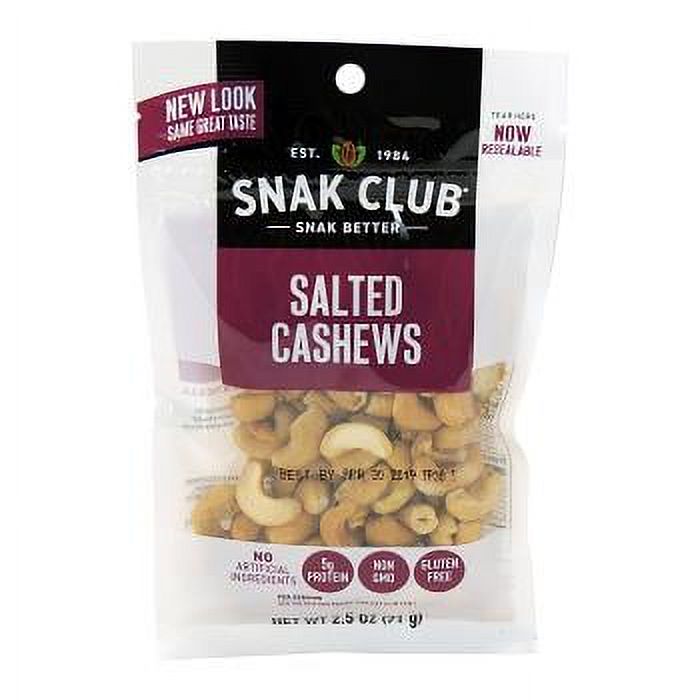 Snak Club, Premium Salted Cashew , Count 6 (3 oz ) Nut & Dry Fruit / Grab Varieties & Flavors