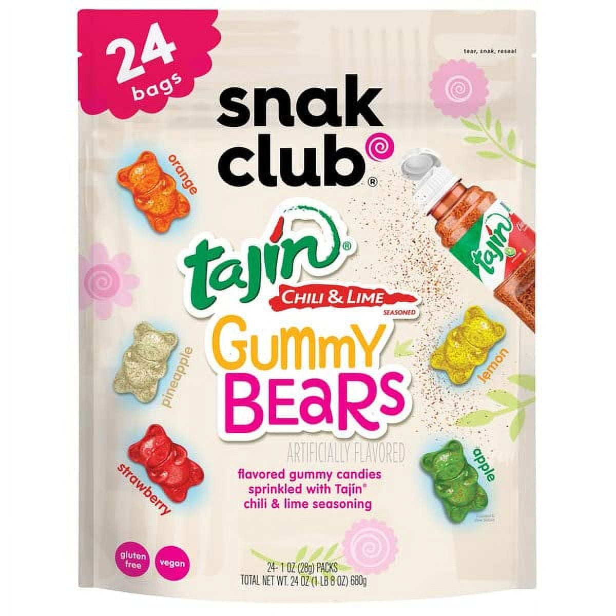 Snak Club Tajin Gummy Bears Chili & Lime seasoned Vegan & Gluten Free
