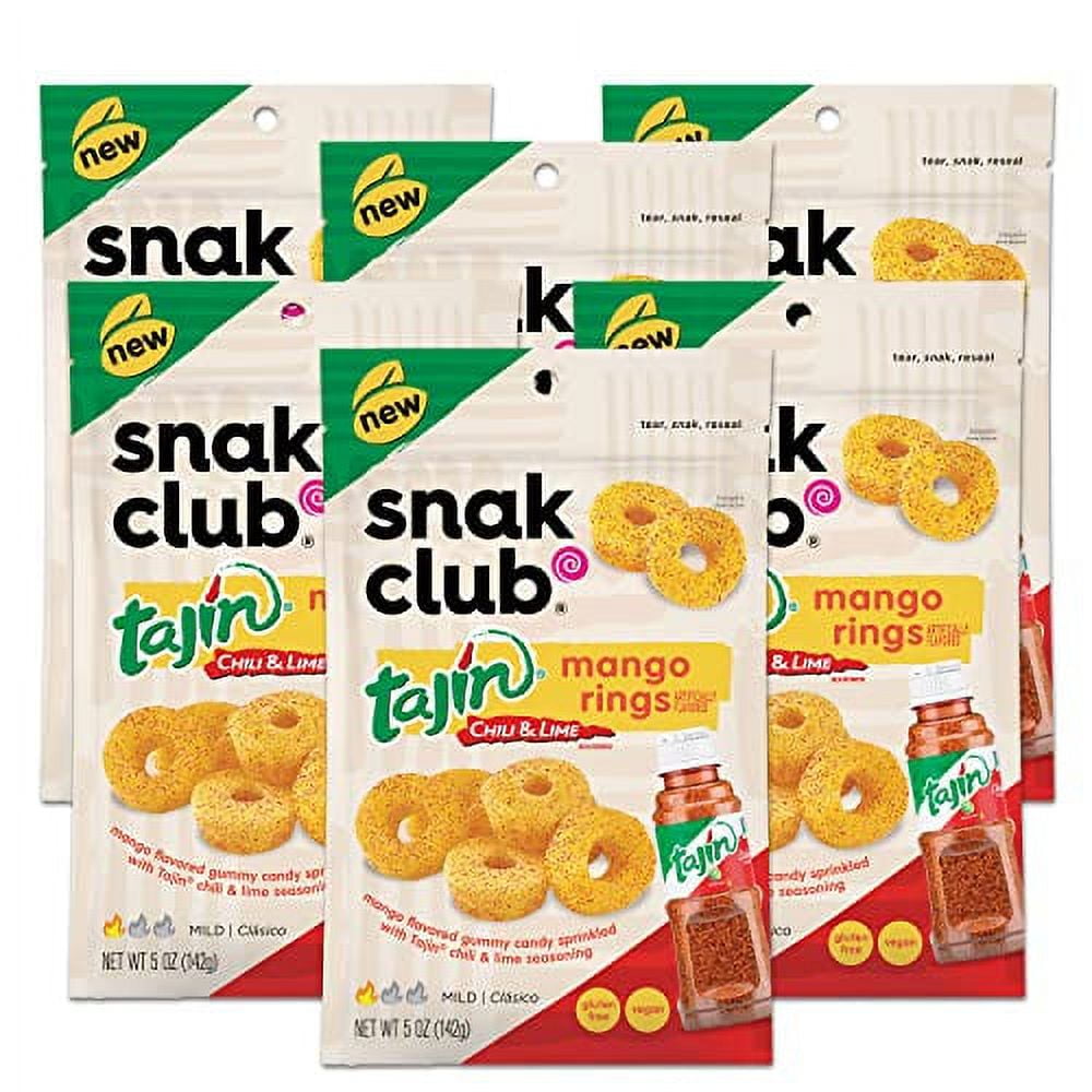 Snak Club Tajin Mango Rings, Chili & Lime Sweet and Spicy Gummy Snacks