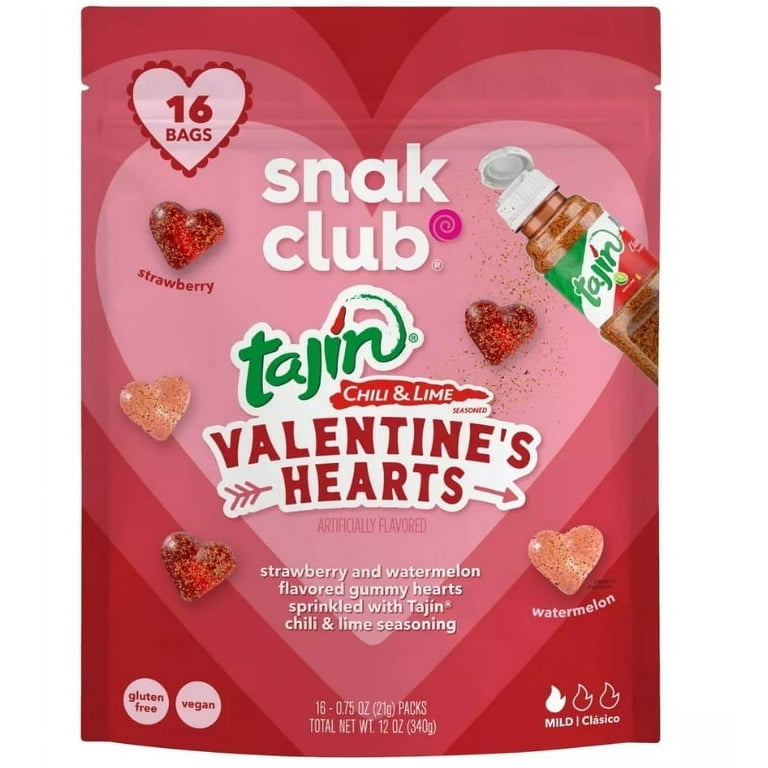 Snak Club Tajin Valentine's Heart Gummies Multipack - 12oz/16ct