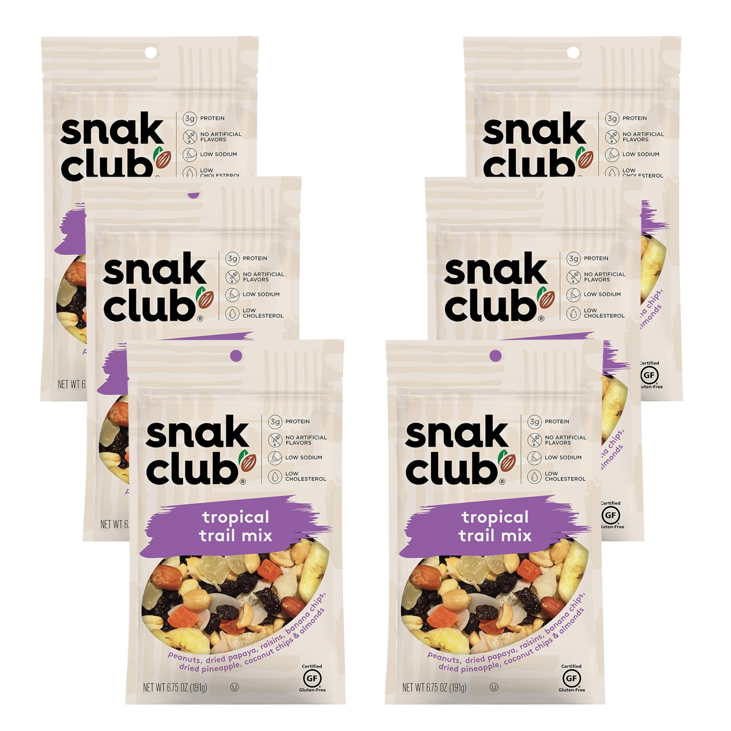 Snak Club Tropical Trail DHF10 Mix with Peanuts, Dried Papaya, Raisins