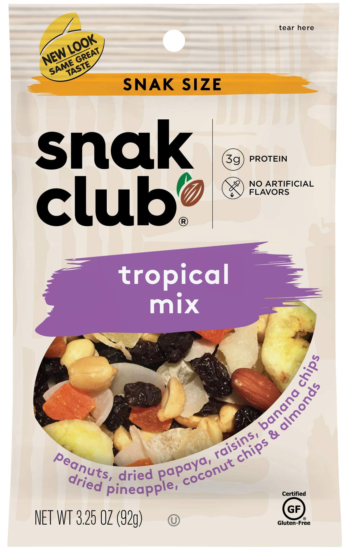 Snak Club Tropical Trail Mix, 3.25oz Bags (Pack of 12)TA1