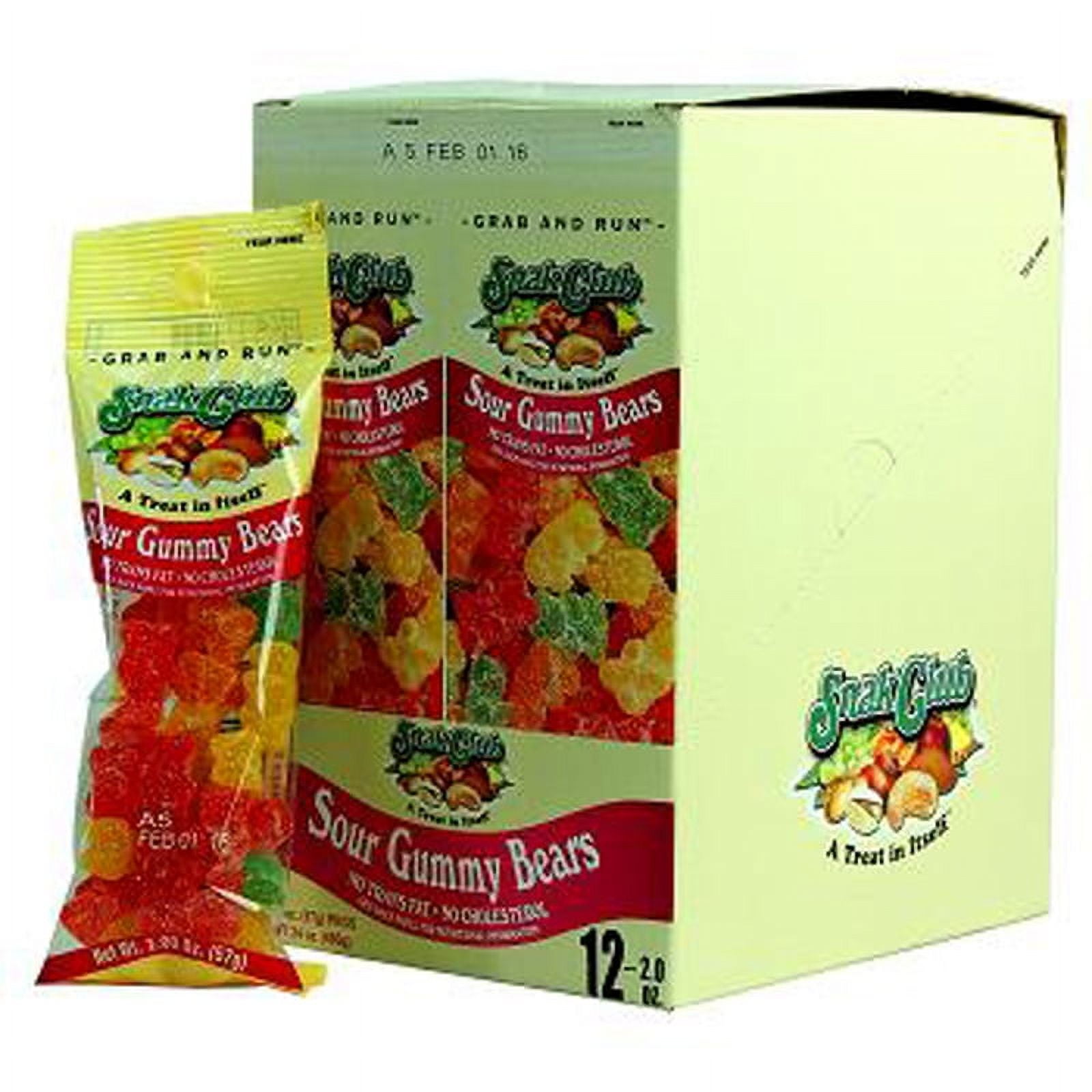 Snak Club Tube Sour Gummy Bears 12ct Pack Of 12 7545