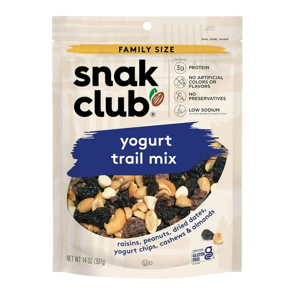 Snak Club Yogurt Trail OIF8Mix, Sweet & Salty, Dried dates, Almond and Cashews, Family Size 14 Ounce