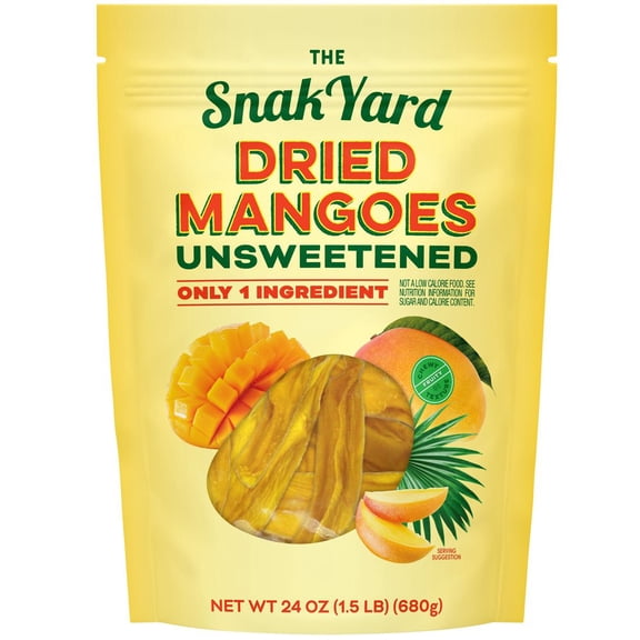 SnakYard Unsweetened Dried Mango Slices, No Sugar Added, 24 oz