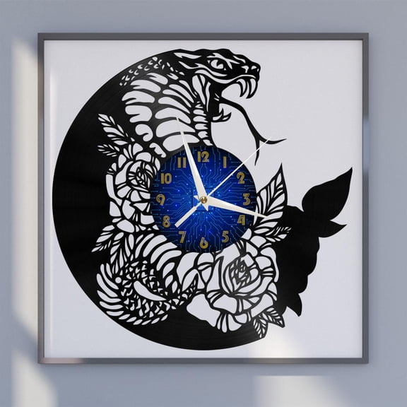 Snake 3 12 Inch Vinyl Record Wall Clock - Silent, Creative, and Unique Clock for Living Room, Entryway, or Bedroom Decor - Perfect Gift Idea(12 inchs B without LED)