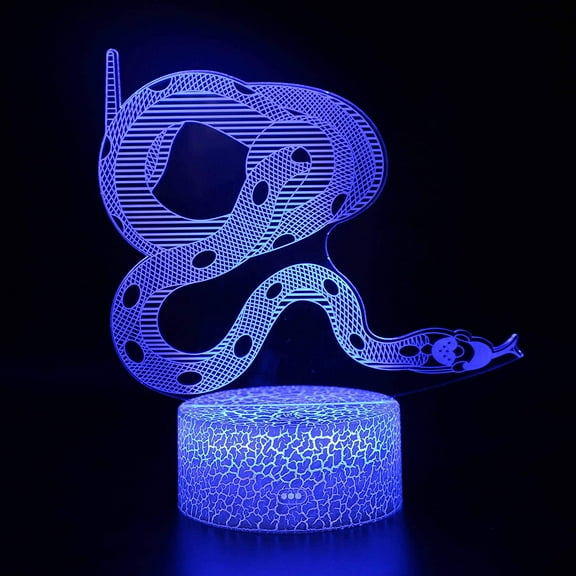 Snake 3D Night Light 16 Color Change Lamp Acrylic Flat ABS Base USB Charger Home Decoration Toy Brithday Xmas Kid Children Gift