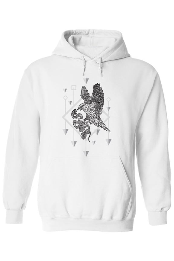 Snake And Eagle Sketch Hoodie Men -Image by Shutterstock, Male x-Large
