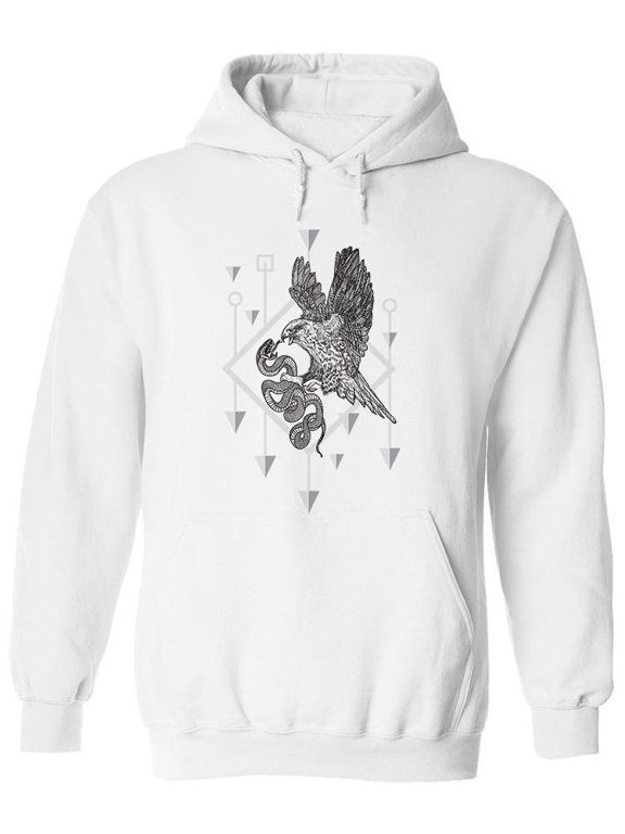 Snake And Eagle Sketch Hoodie Men -Image by Shutterstock, Male x-Large