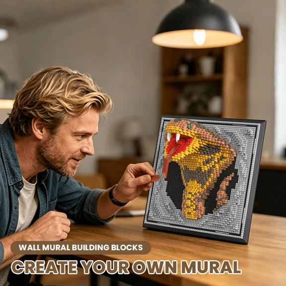 Snake Animal 3D Wall Art Micro Mini Building Set for Kids 14+ Adults, Unique Home Wall Decor or Table Display Christmas Birthday