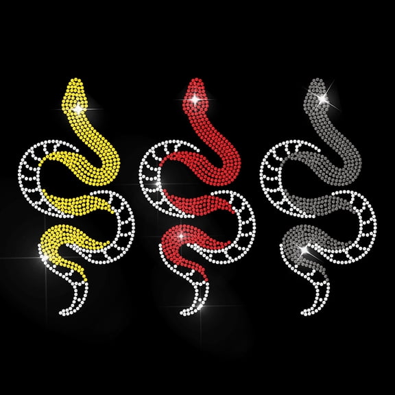 Snake Animal Rhinestone Iron on Hotfix Wild Animal Heat Transfer Decal Snake Wave Shape Rhinestone Hotfix Transfer Sticker Bling Clothing
