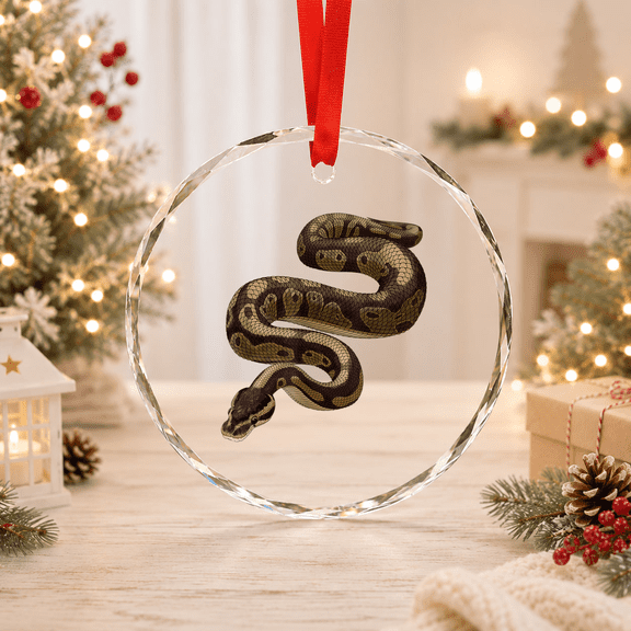 Snake Ball Python Glass Ornament