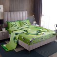 thumbnail image 1 of Snake Bed Sheets Set Green Sequin Fluid Art Sheets,Crystal Diamond Sheet Set Twin,Little Dragon Fitted Sheet Tropical Wildlife Reptile Room Decor, 1 of 7