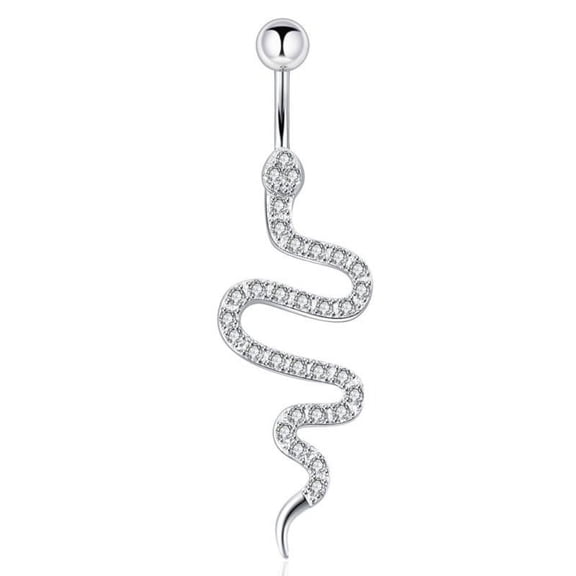 Snake Belly Ring Zircon Navel Rings Belly Piercing Jewelry Curved Navel Barbell