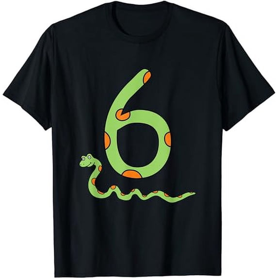 Snake Birthday Boy Kids Reptile Animal Number 6 6th Bday T-Shirt